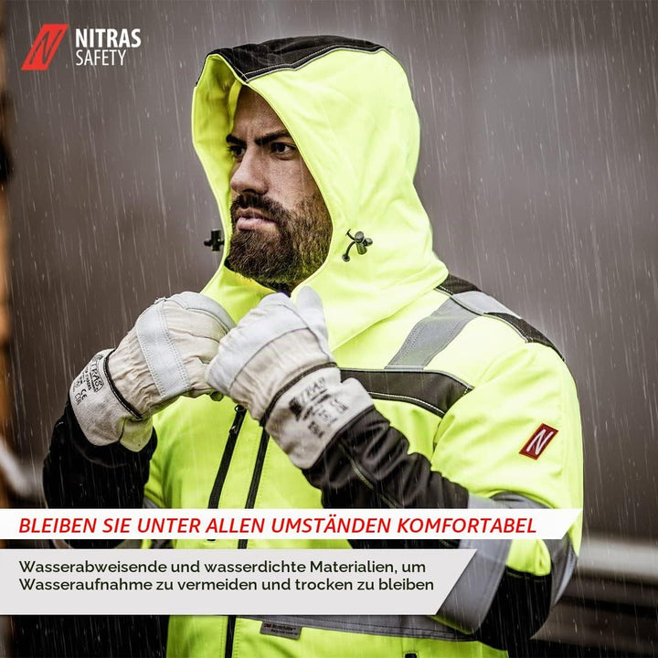 Nitras Herren Motion Tex Viz Softshell-Warnschutzjacke XS Neongelb, XS Neongelb