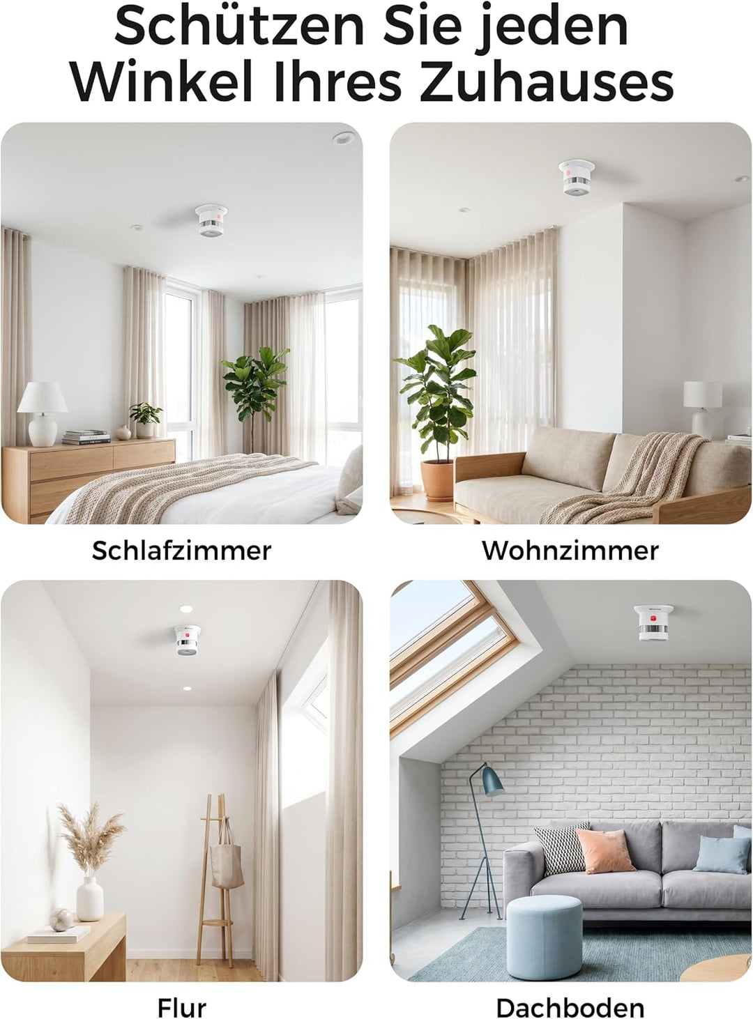 Heiman Smart Zigbee Rauchmelder HS1SA-E Plus, 4 Stück
