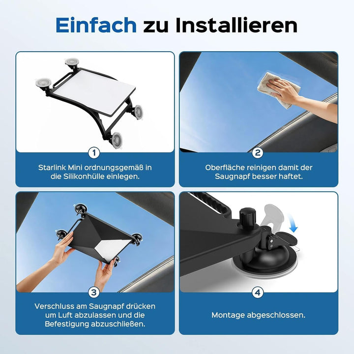 Starlink Mini Autohalterung, 2-in-1 Starlink Mini Saugnapf-Halterung mit schützender Silikonhülle, s
