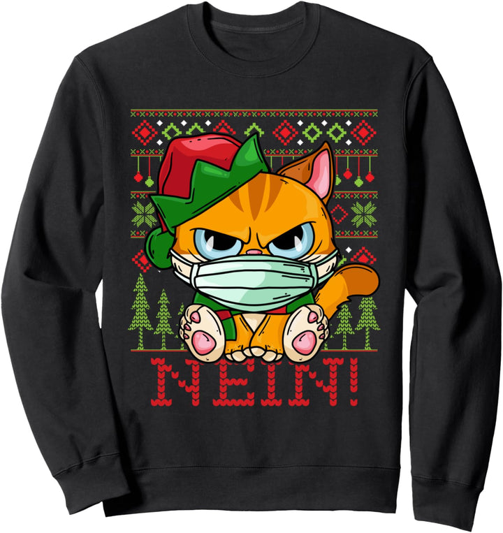 Weihnachten 2020 Katze Katzen Ugly Christmas Geschenk Sweatshirt