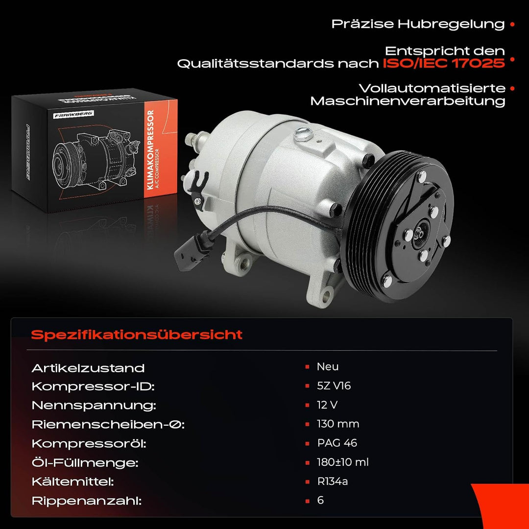 Frankberg Kompressor Klimaanlage Kompatibel mit A3 Galaxy Cordoba Ibiza II Leon Octavia II B.o.r.a G