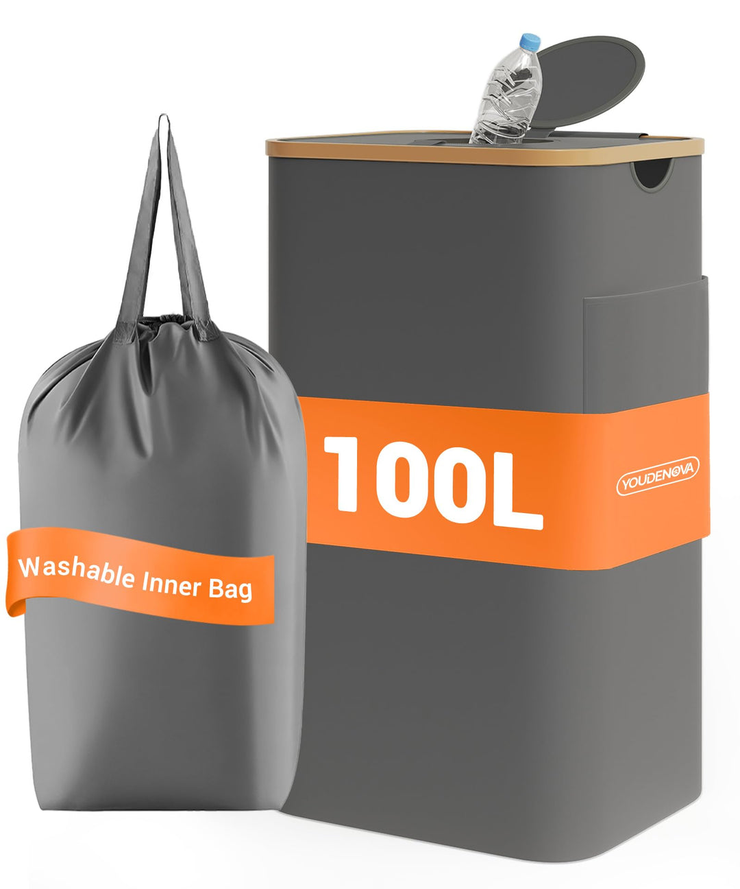 YOUDENOVA 100L Pfandflaschen Sammelbehälter mit Deckel, Geruchsdicht, Recyclingbehälter mit waschbar