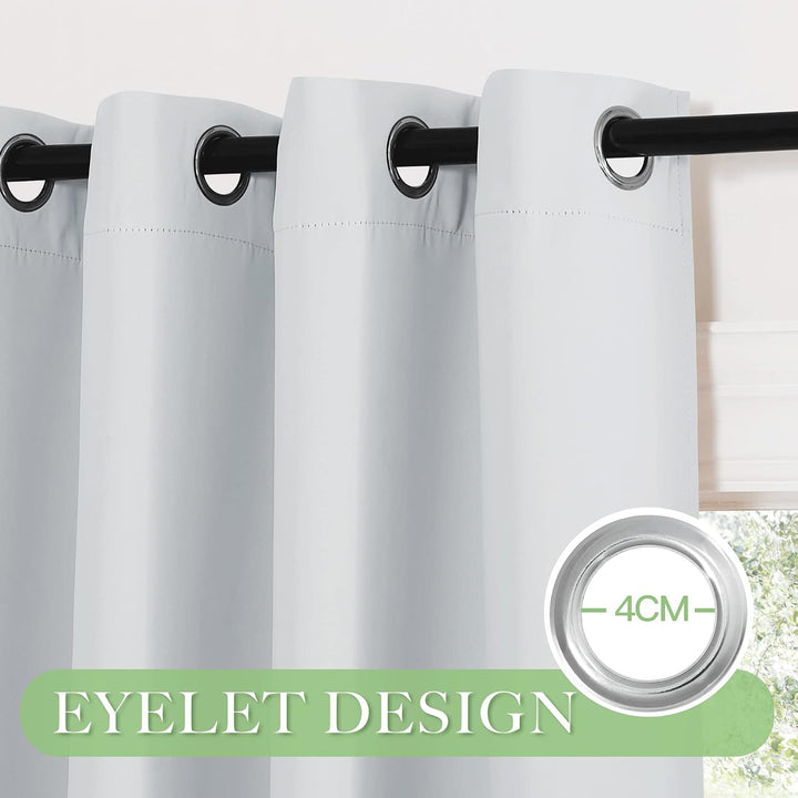 KGORGE Thermo Verdunklungsvorhänge Kurz Vorhang Blickdicht mit Ösen H175 x B140 cm (2er Pack) Grauwe