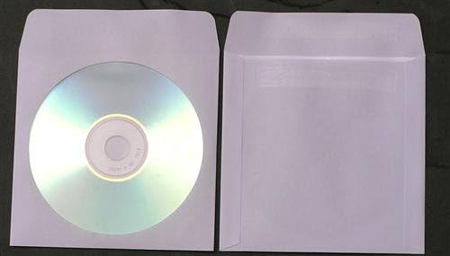 1.000 Stück Kronenberg24 CD DVD Papierhüllen weiss mit transparentem Fenster und Selbstklebeverschlu