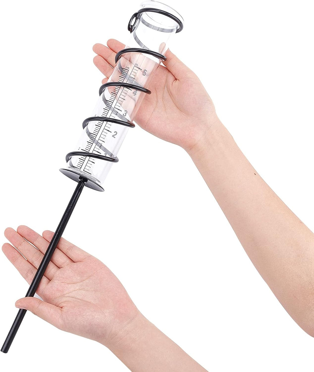SUPERDANT Regenmesser 12cm Glasspirale Regenmesser Metallrahmen Regenmesser Glasmessbecher Mit Eisen