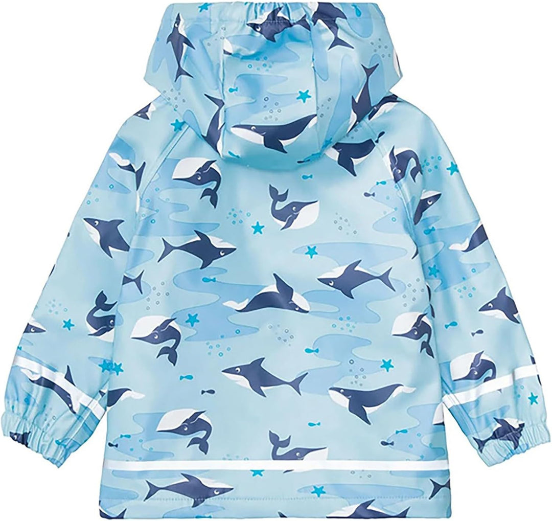 Überschuhe Regenjacke für, und Mädchen, mit Kapuze, Meerestiere, Bedruckt, Regenschutz, Reissverschl
