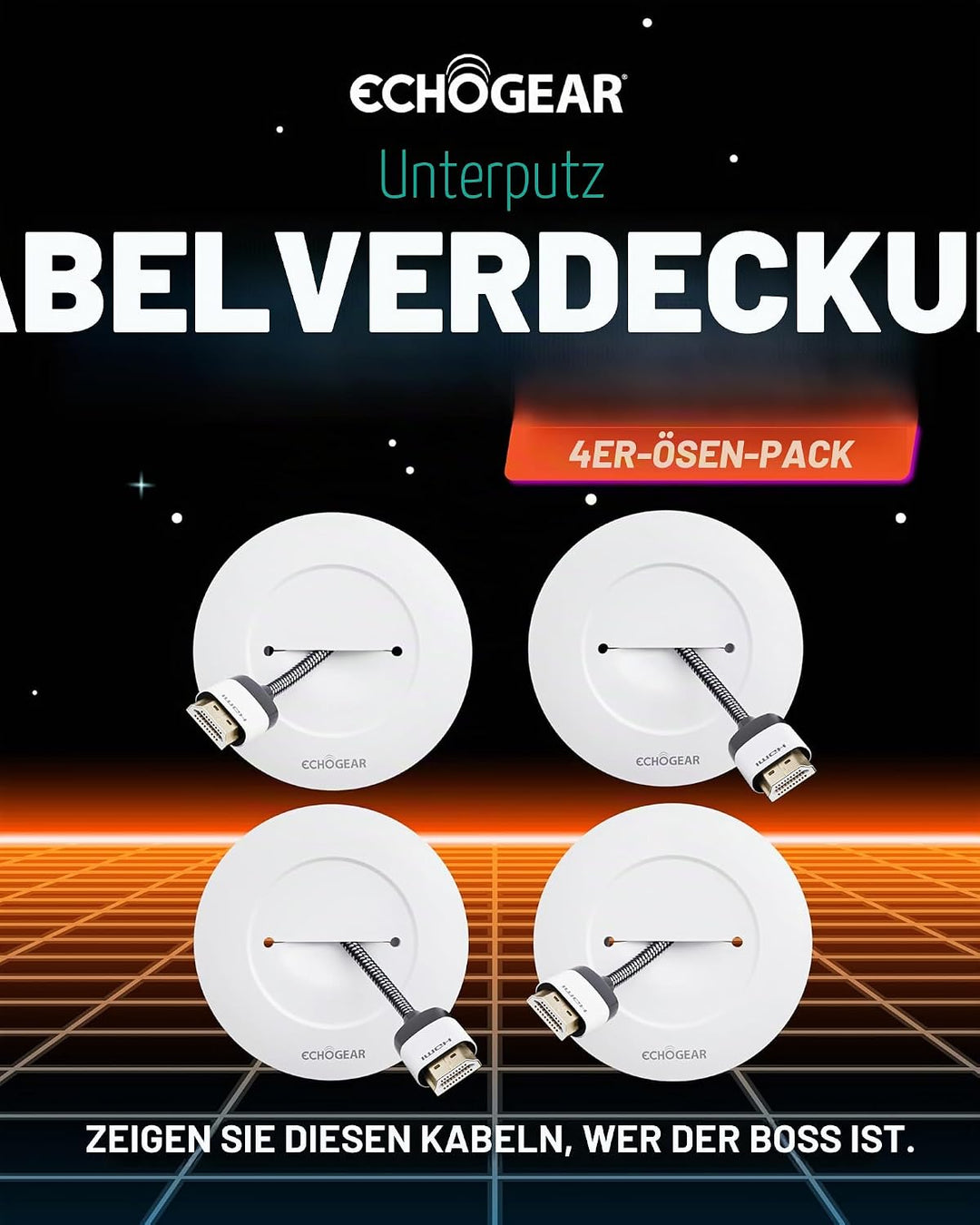 Echogear Kabel-Abdeckung für Wandfernseher - Wand-Kabeltüllen-Kit CMIWG White 2 Pack, White 2 Pack