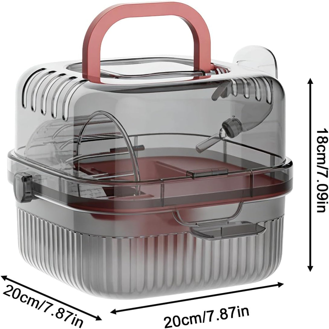 Hamster-Reisebox | mit Laufrad, Portable Box - Kleintier-Reisekäfig für Kaninchen, Mäuse, Meerschwei