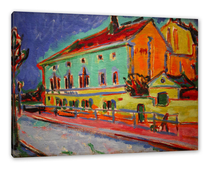 Generisch Ernst Ludwig Kirchner - Häuser in Dresden als Leinwandbild / Grösse: 100x70 cm / Wandbild
