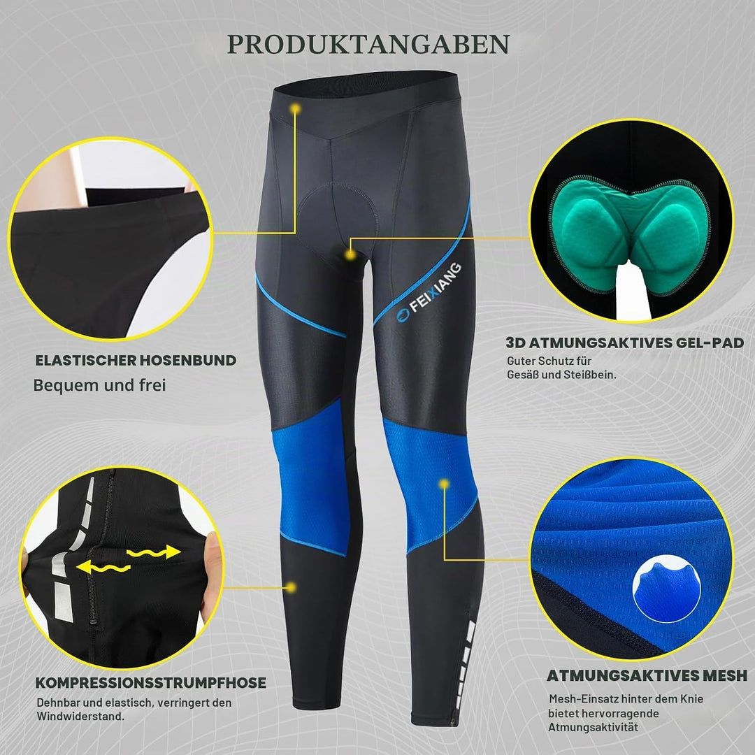 MEETWEE Herren Radlerhose Lange Fahrradhose, Kompression Radhose Leggings Radsport Hose für Männer E