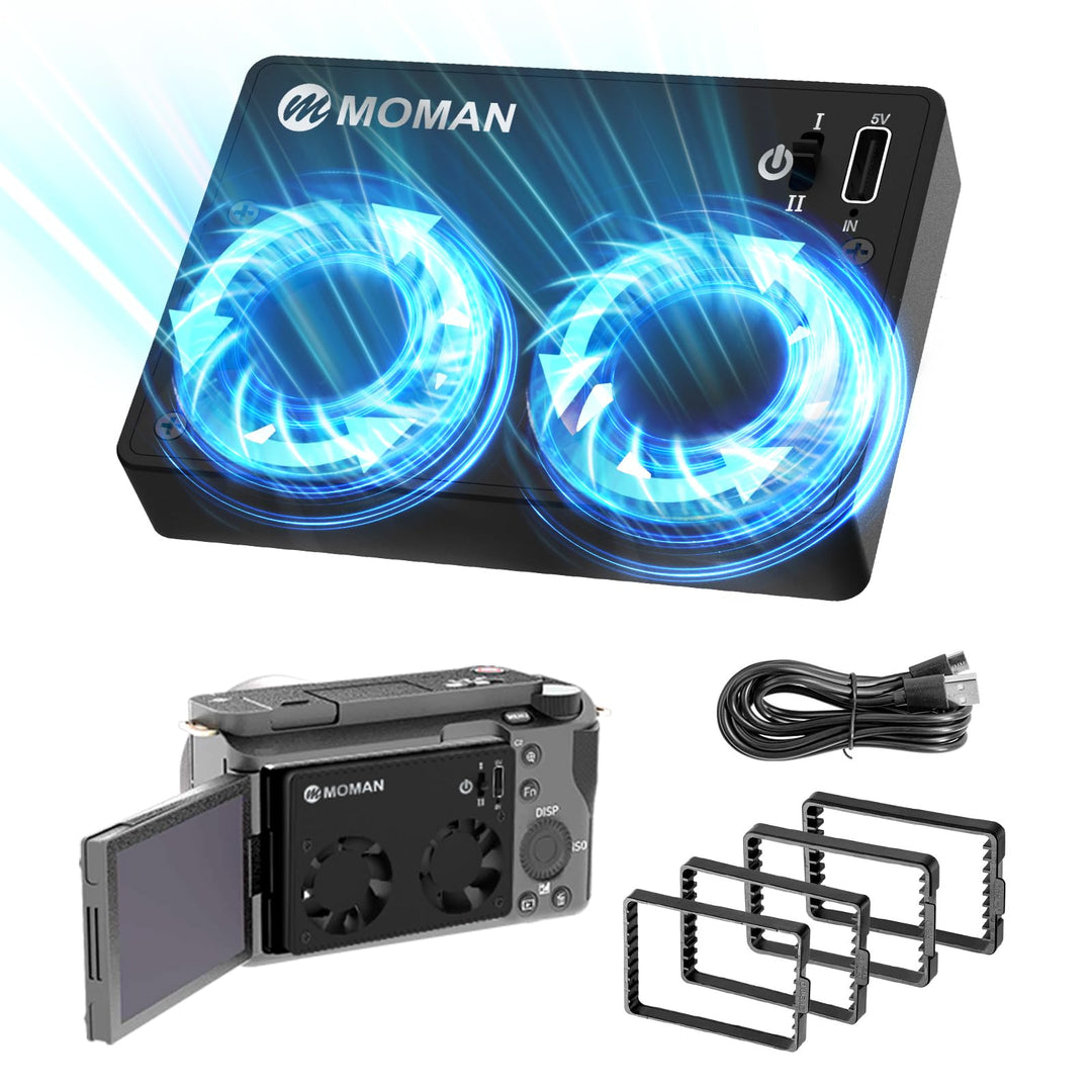 Camera Cooling Fan, Moman Externes Kühlsystem für Kameras mit Eingebautem Akku und Aufladen vom Typ