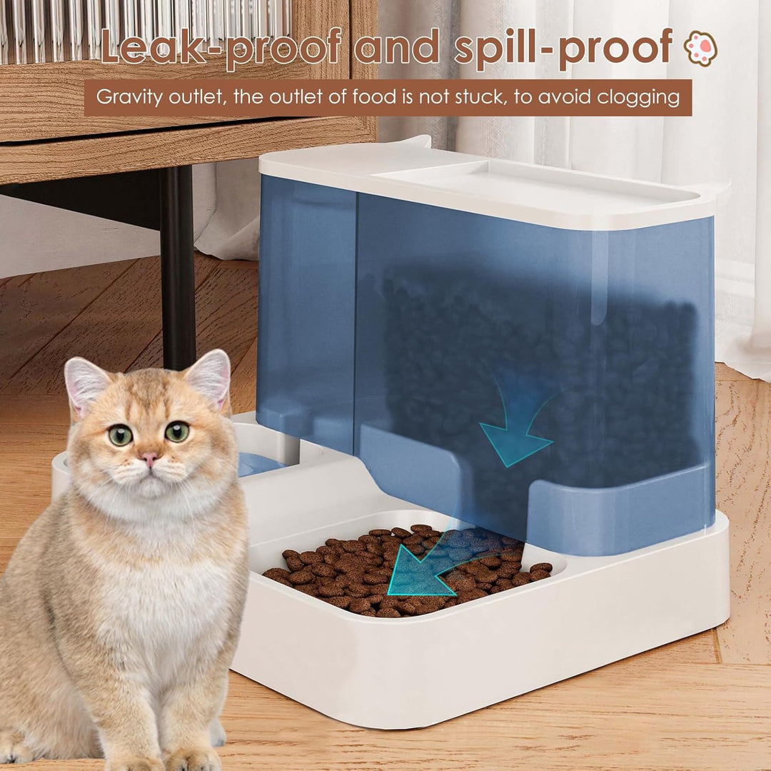Futterautomat Katze Set, 3.8L 2-in-1 Automatischer Gravity Katzen Hund futterautomaten Wasserspender
