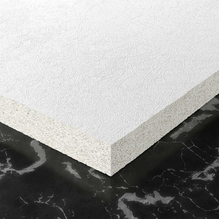 CALGARY | 10-er Set Deckenplatten | Weiss Deckenpaneele | 59,5 x 59,5 cm | Dicke 15 mm | Oberfläche: