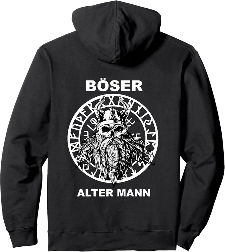 Retro Böser alter Mann Wikinger aus Totenkopf Schädel Skull Pullover Hoodie