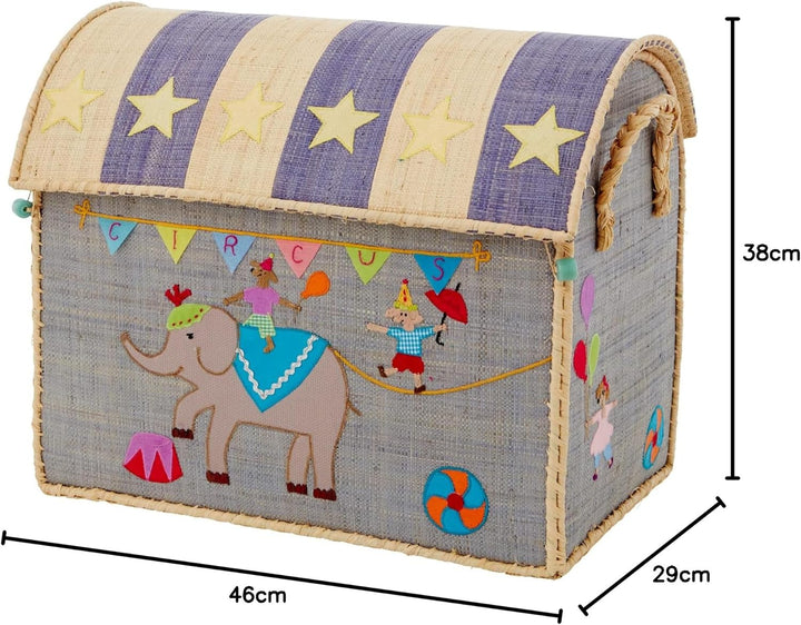 Medium Raffia Aufbewahrungshaus - Blau - Circus