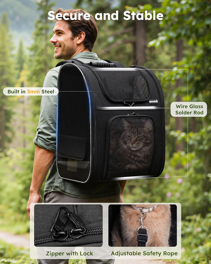 pecute Haustier Rucksack mit Netzfenster, Tragbare und Faltbare Katzentasche, Atmungsaktive und Leic