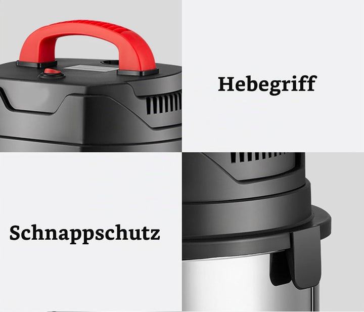 Allzwecksauger 1800W mit 18L Edelstahlbehälter Nass und Trockensauger für Teppich &amp; Hartböden, leist
