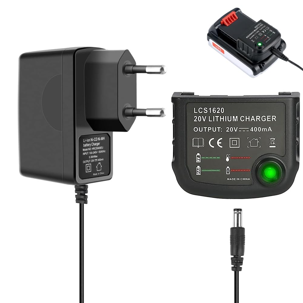 18V/20V Ladegerät Kompatibel mit Black &amp; Decker, XPJBKC Lithium-Akku Ladegerät für Black und Decker