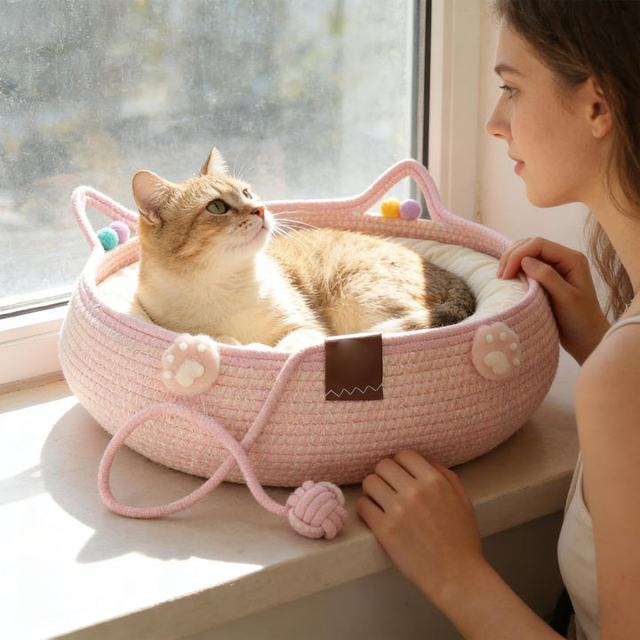Katzenbett Lustiges Design mit Kissen Weiss, Weiss