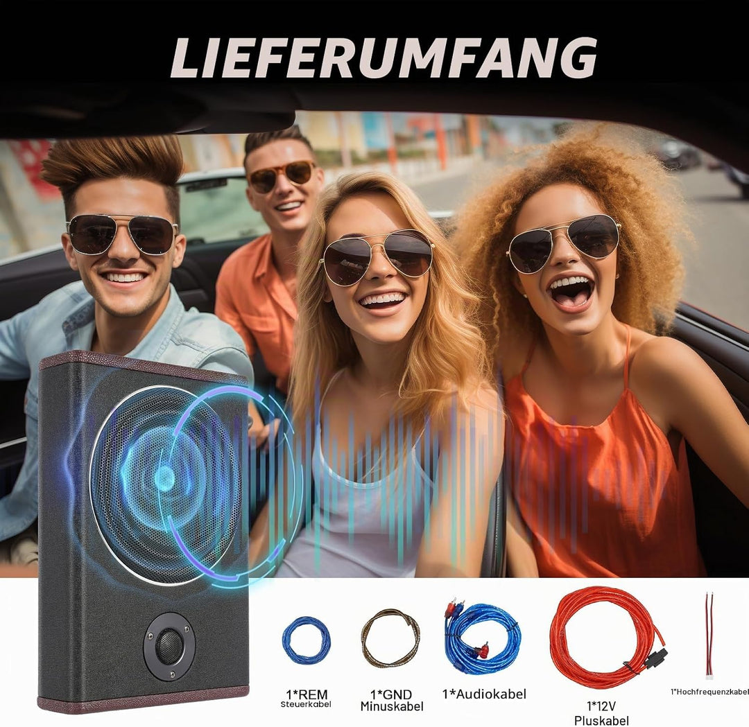8 Zoll Auto Subwoofer, 600W 12V Lautsprecher Fahrzeug Soundsystem, Dual-Modus, Geringer Verzerrung,