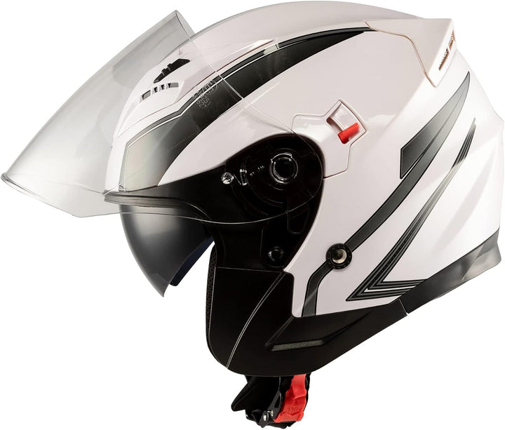 Motorradhelm Doppeltvisier City Jet Zertifikat ECE 22-05 Scooter 61-62 cm (XL) Weiss Silber, 61-62 c
