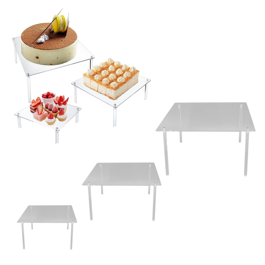 3er-Set quadratische Acryl-Kuchenständer, transparente Cupcake-Ständer für Desserttisch, Kuchen-Serv