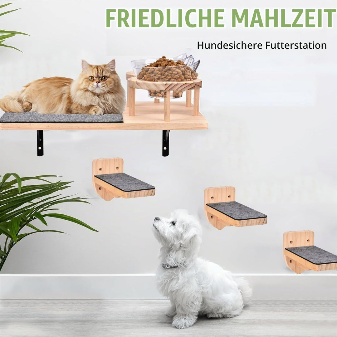Wand montierte Katze Hängematte Katze Wandregale mit 2 Katze Nahrung Schalen und 3 Schritte, 2pc Kat