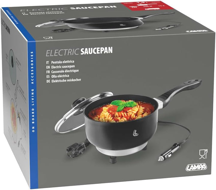 Lampa 97123 Electric Saucepan Tragbarer Kochtopf mit Zigarettenanzünder für unterwegs, Durchmesser 1