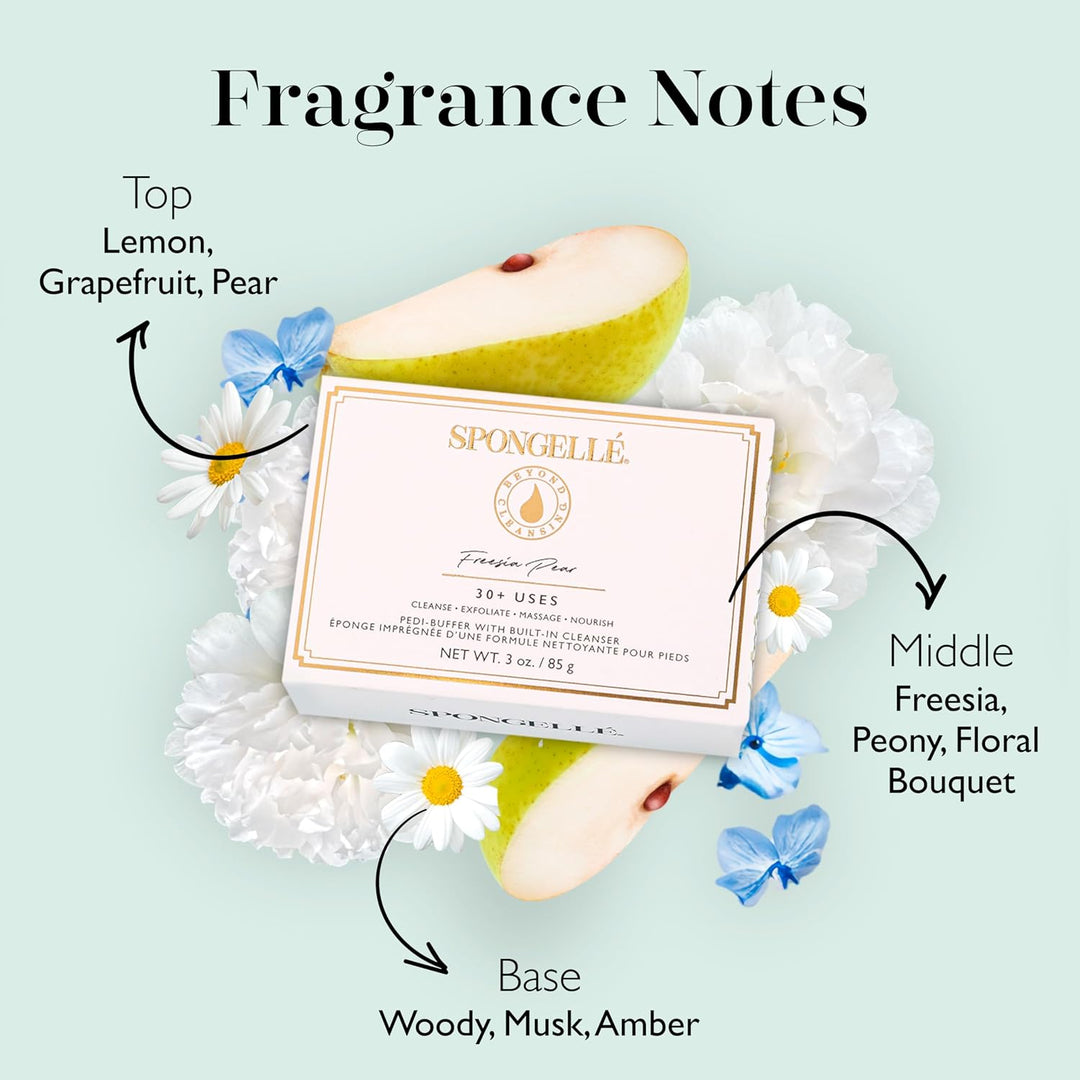 Spongellé Pedi-Puffer – Reinigen, Peeling &amp; Polieren der Füsse – Freesie Birne, Freesie Birne