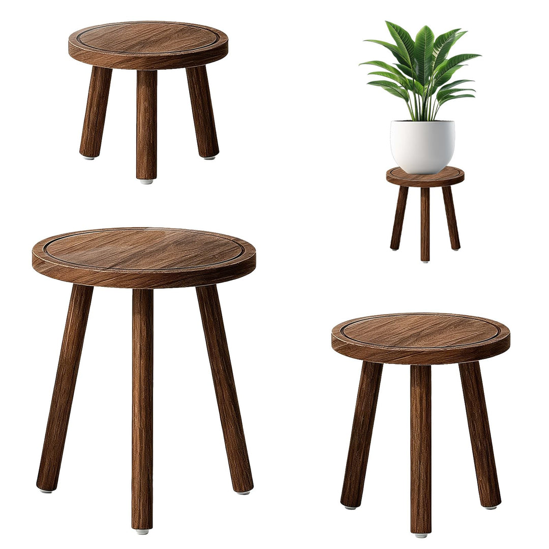 Blumenständer Stabil Blumenständer Holz, pflanzenhocker 3er-Set (Verkohlt), Verkohlt