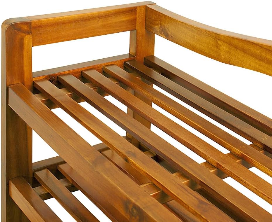 Casaria® 2X Schuhregal mit 2 Ebenen 75x26x42cm FSC®-Zertifiziert Akazien Holz Massiv Bad Diele Flur