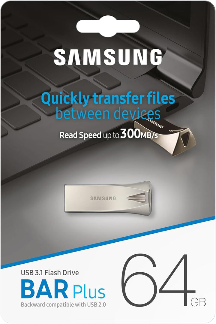 Samsung BAR Plus USB-Stick Typ-A, 64 GB, 200 MB/s Lesen, 30 MB/s Schreiben, Widerstandsfähiger USB 3