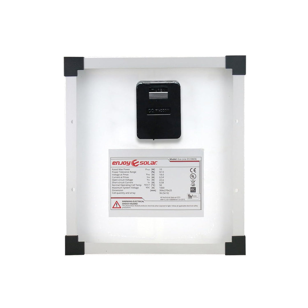 Enjoysolar Mono 10W 12V Monokristallines Solarpanel Solarmodul Photovoltaikmodul ideal für Wohnmobil