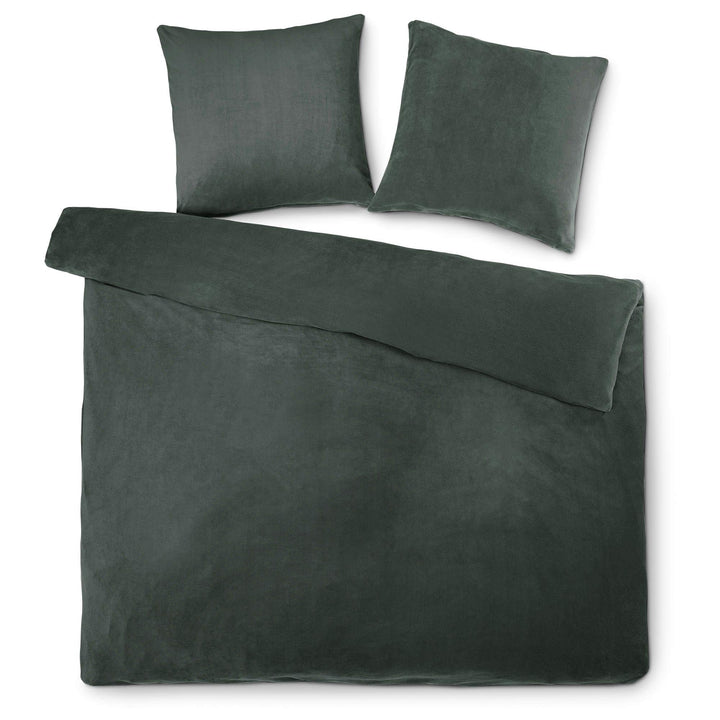 aqua-textil Feelwell Bettwäsche 200 x 200 cm 3teilig Coral Fleece Bettbezug Thermo Flausch anthrazit
