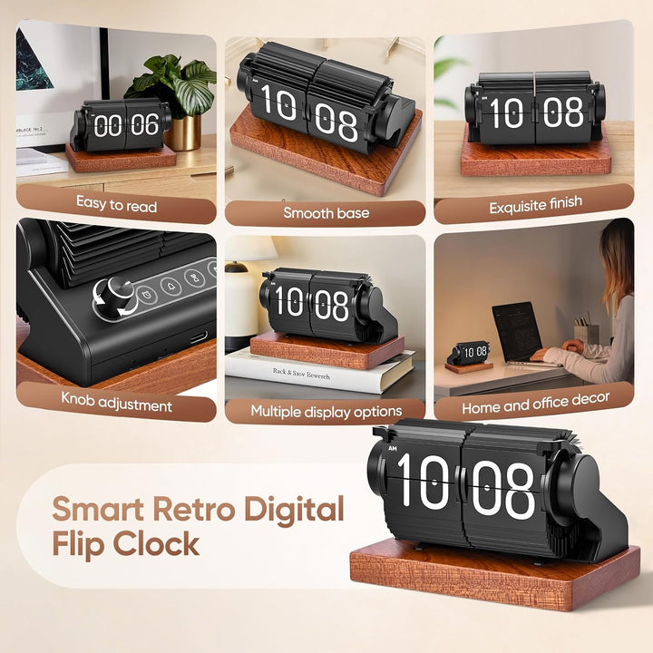 Flip Clock Retro Tischuhr mit USB-C Wecker und Timer