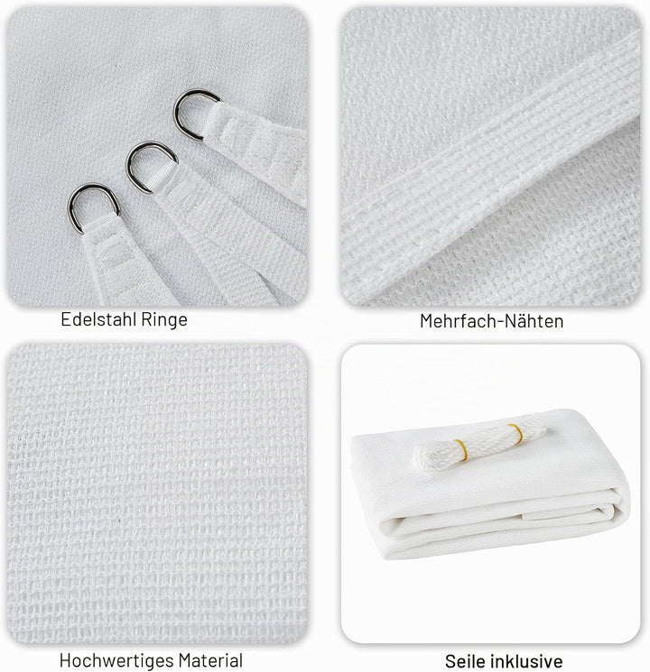 HAIKUS Sonnensegel 2x3 m Weiss Rechteckig, Premium HDPE UV Schutz Sonnenschutz Atmungsaktiv Wetterbe