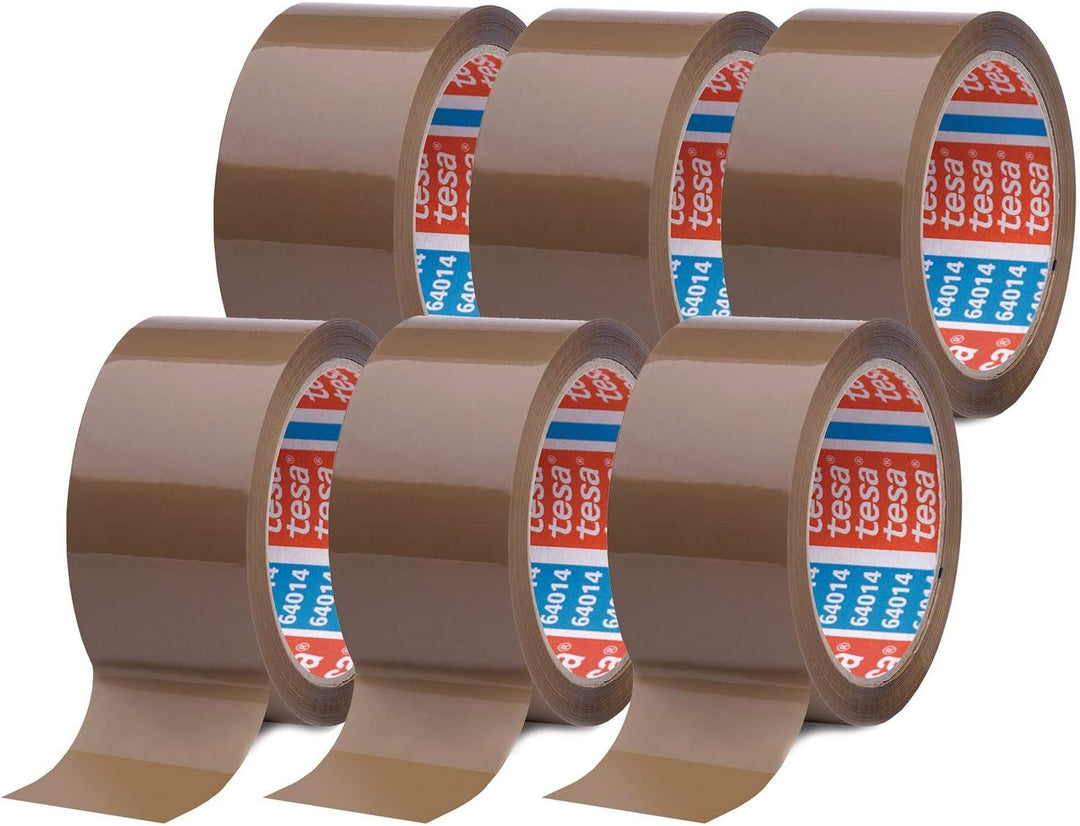 tesa pack 64014 im 6er Pack - Geräuscharmes Paketklebeband &amp; Verlegeband extra stark klebend - Doppe