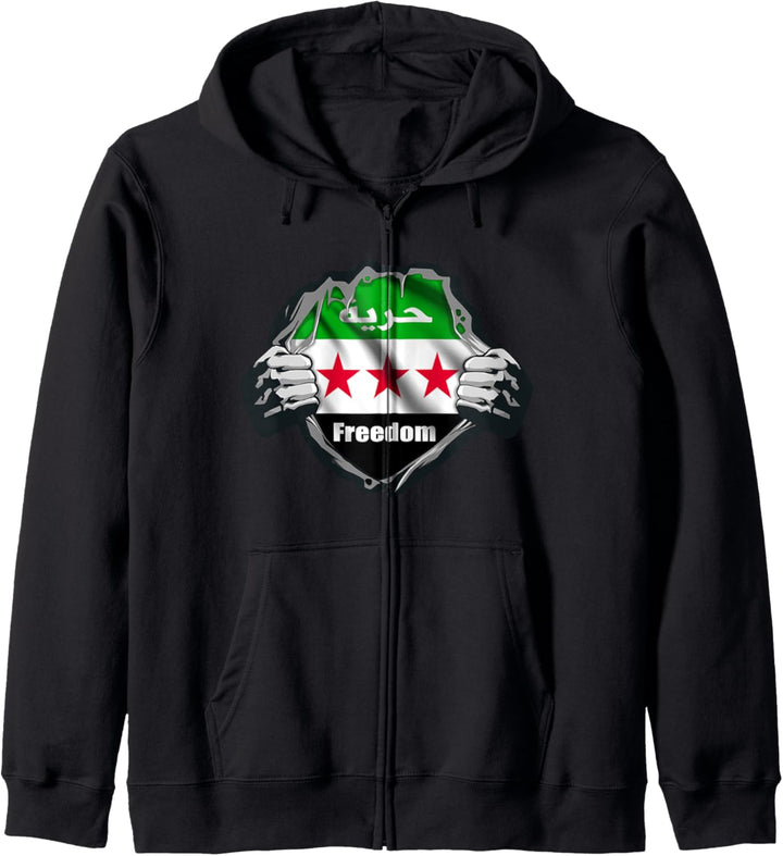 Syrien-Flagge, freie Syrien-Flagge. Kapuzenjacke