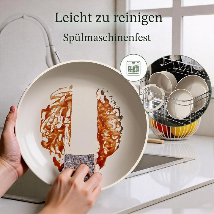 Töpfe und Pfannen Set Non-Stick, Keramik Kochgeschirr Set Abnehmbare/abnehmbare Griffe, RV Camping K