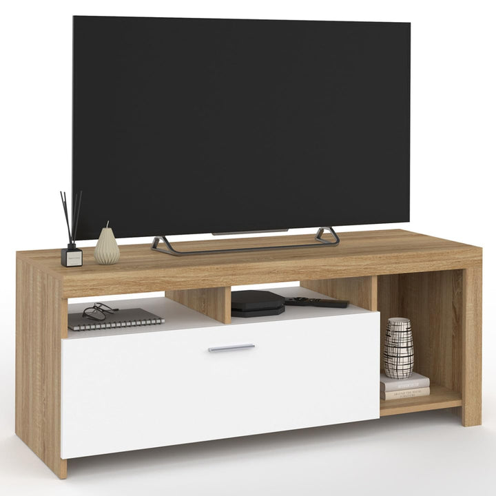 IDMarket - TV-Schrank 110 cm Malo Holz und Schrank weiss