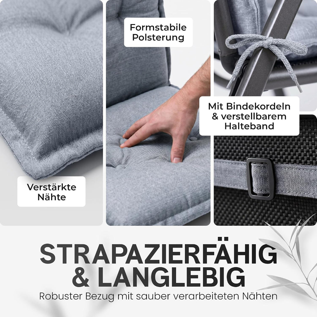 Hochlehner Auflagen, Made in EU, 2er Set, Grau 2-Stück Grau, 2-Stück Grau