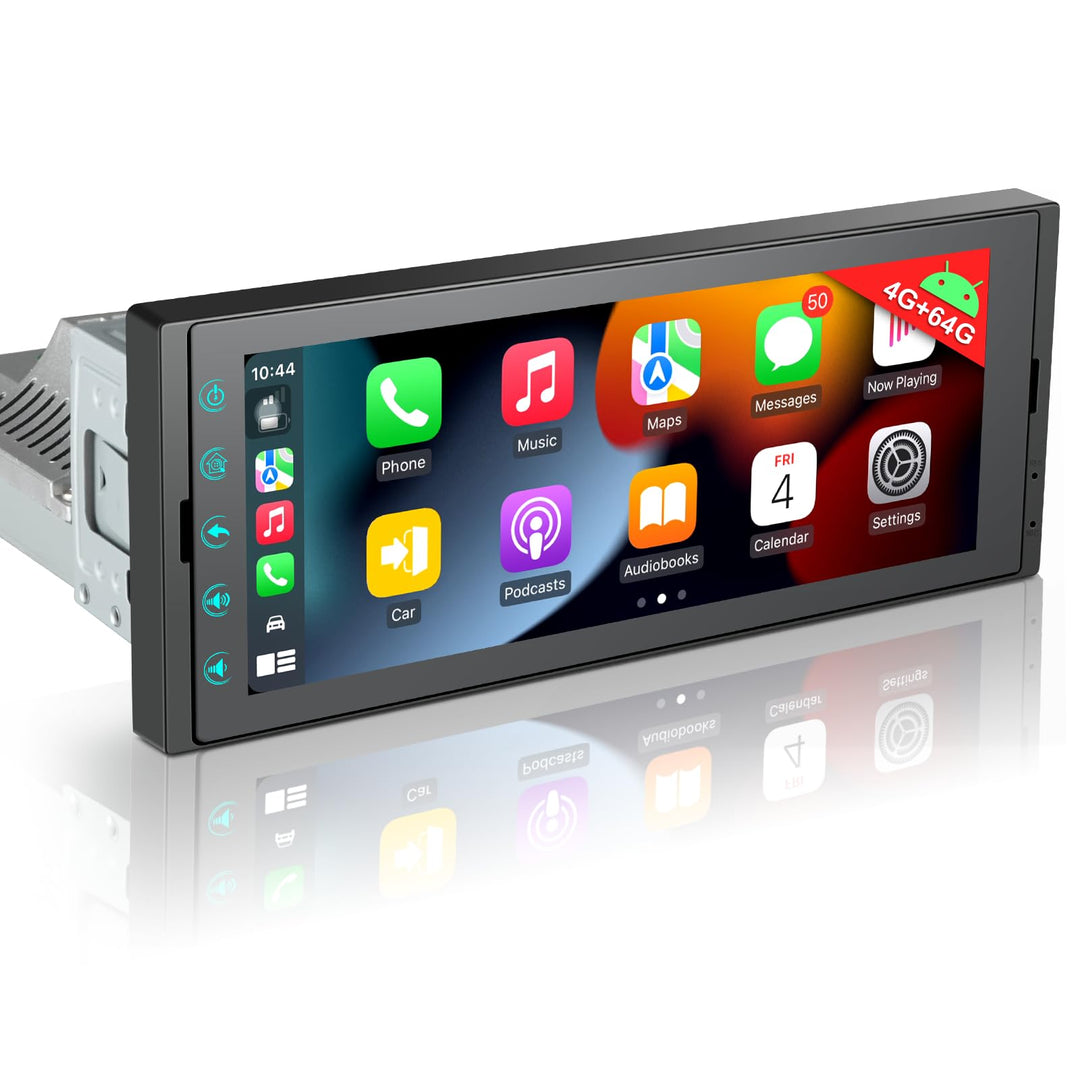 LEROAADZ 1 Din Car Radio Android Autoradio mit Bildschirm, 4GB+64GB Wireless Android Auto &amp; Apple Ca