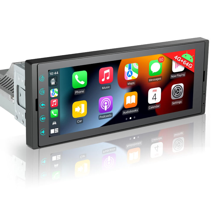 LEROAADZ 1 Din Car Radio Android Autoradio mit Bildschirm, 4GB+64GB Wireless Android Auto &amp; Apple Ca