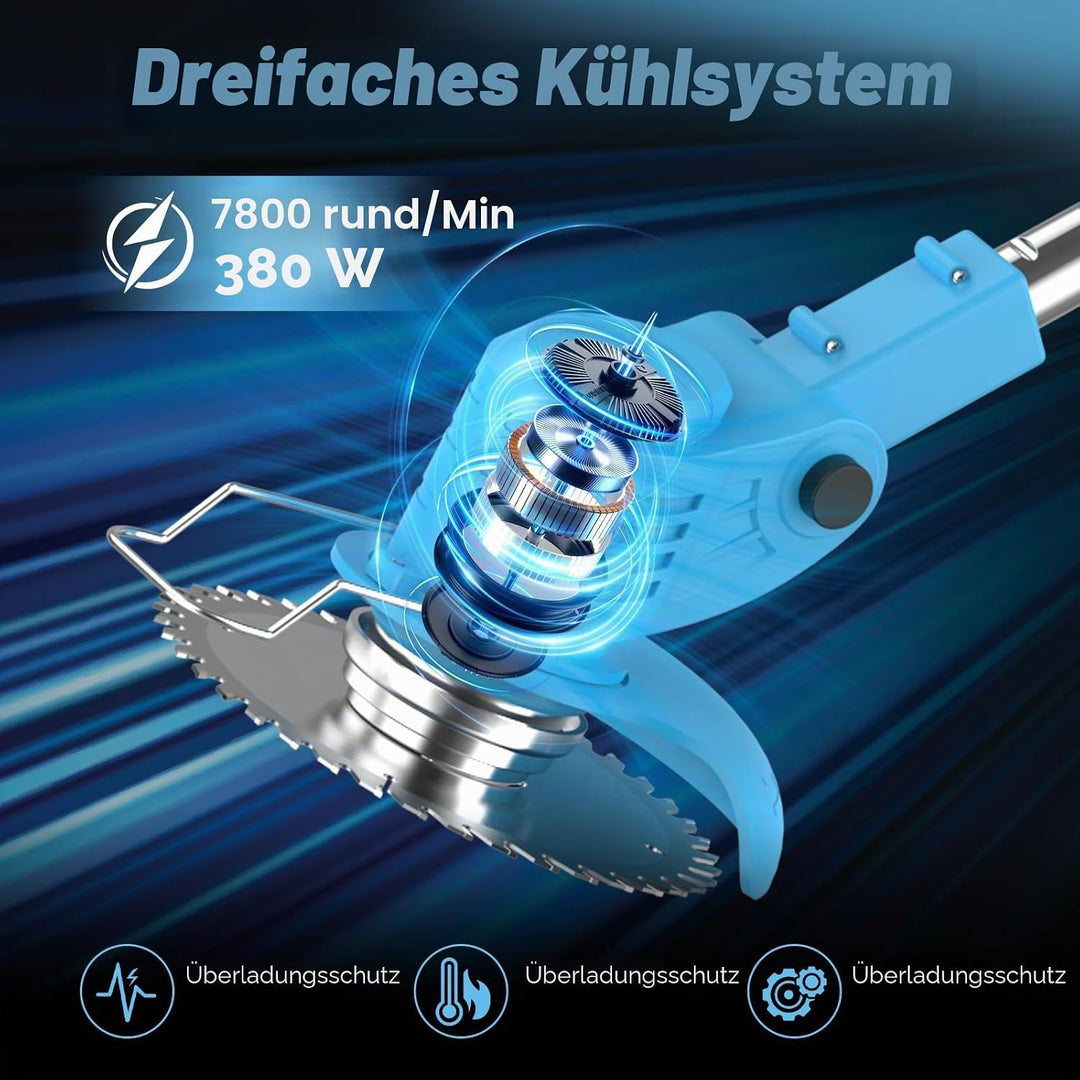 21V Rasentrimmer Mit Akku, 3 in 1 Akku Rasentrimmer Mit LadegeräT, Kantenschneider Rasen, Rasentrimm