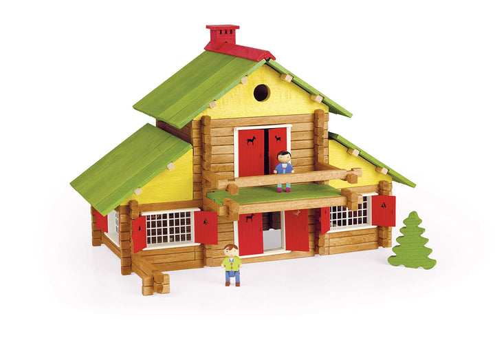 JeuJura Wooden Construction Chalet Toy In Suitcase (240 Pieces)