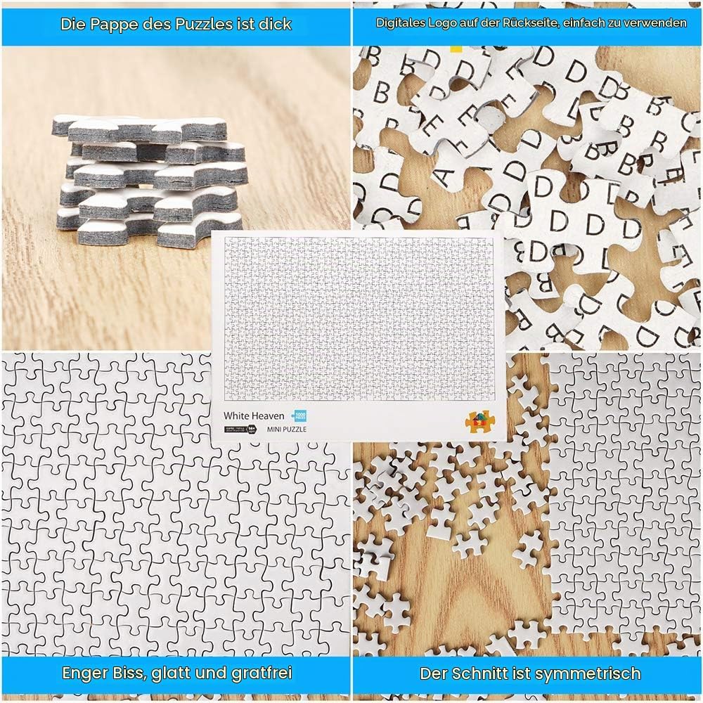 1000 Teile Mini Weiss Puzzle, Blanko Puzzle Zum Selbst Bemalen, 42cm*29.7cm 2mm Schwieriges Rahmen P