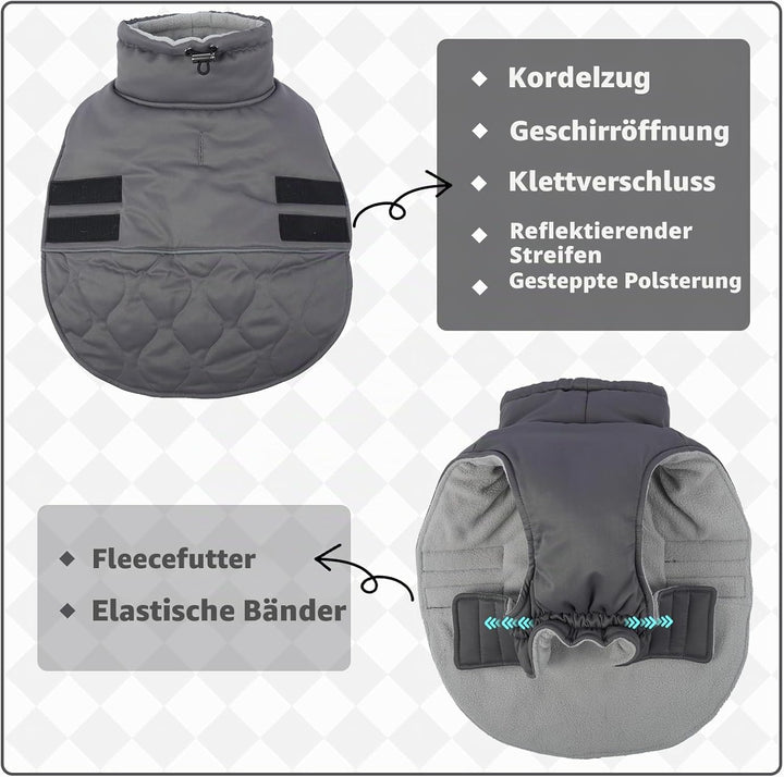 Hjumarayan Wintermantel Hund Klein, Winterjacke Geschirröffnung, Hundemantel Gefüttert Kleidung Mant