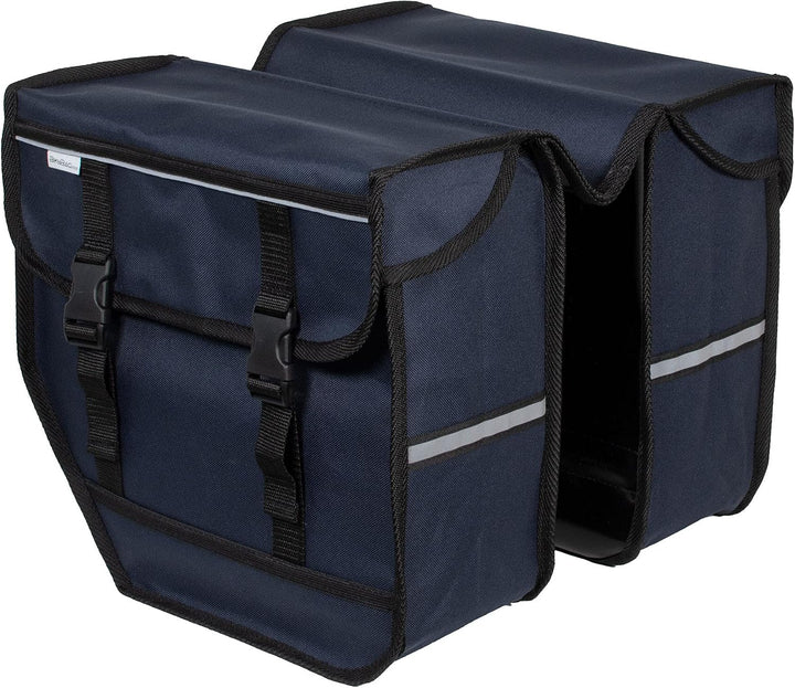 BikyBag Model M – Doppelte Fahrradtaschen für Gepäckträger (Dunkelblau), Dunkelblau
