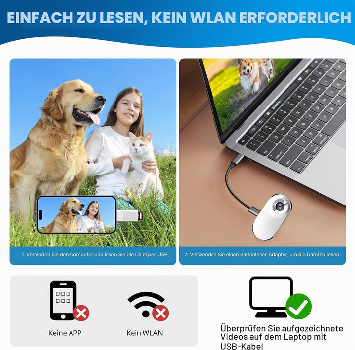1080P Katzen-Kamera-Halsband – kabellose Mini-Sportkamera mit Videoaufnahme, kleine Action-Kamera fü