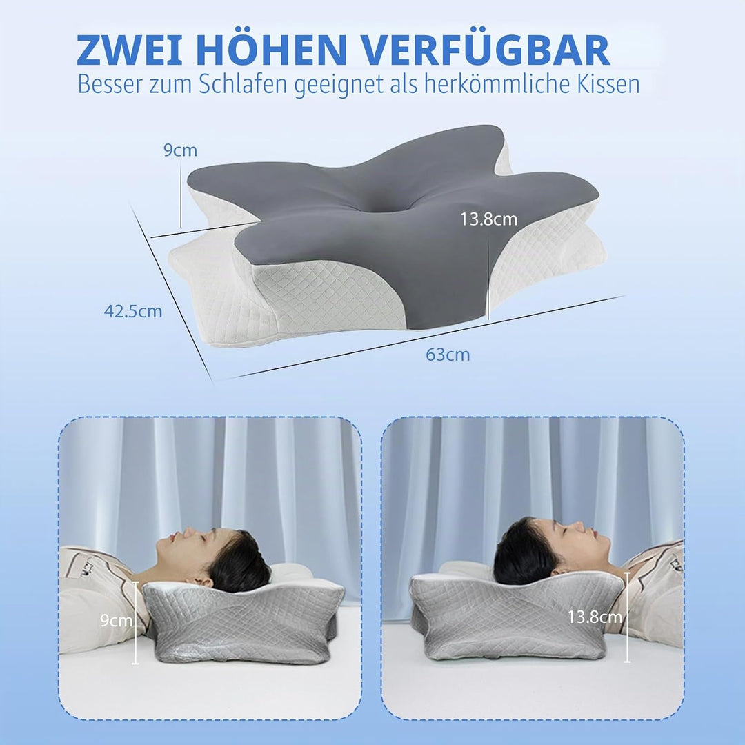 Anluoamfuy Nackenkissen Kopfkissen, 2 in 1 Ergonomisch Seitenschläferkissen für Seiten, Rücken &amp; Bau